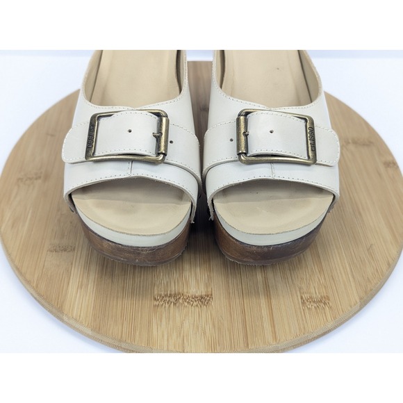 Dansko Adeline Wedge Wood Womans 9.5 Sandals Slide Buckle Platform Slip On - Picture 8 of 12